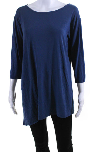 Eileen Fisher Womens Pullover Asymmetrical Tee Shirt Blue Size Medium