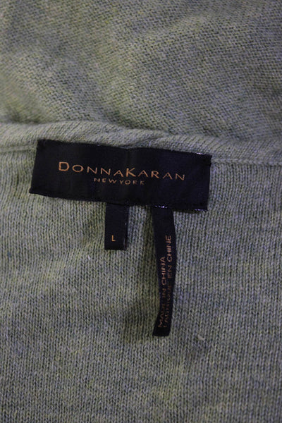 Donna Karan New York Womens V Neck Short Sleeves Sweater Green Cotton Size Large
