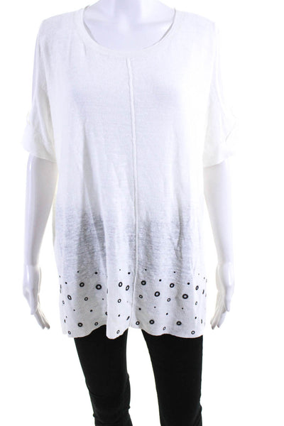 Donna Karan New York Womens Linen Open Shoulder Sweater White Size Large