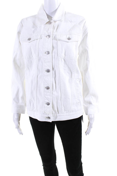 Madewell Womens Denim Button Down Jacket White Cotton Size Medium