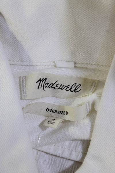 Madewell Womens Denim Button Down Jacket White Cotton Size Medium