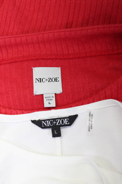 Nic + Zoe Womens Tank Top Pullover Sweater White Red Size Large Lot 2