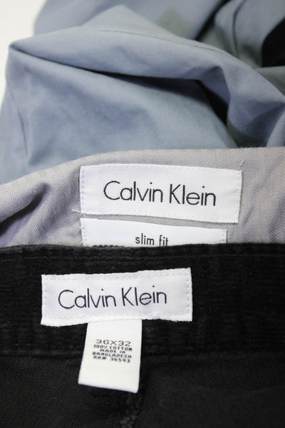 Calvin Klein Mens Black Cotton Corduroy Straight Leg Pants Size 36 34 Lot 2