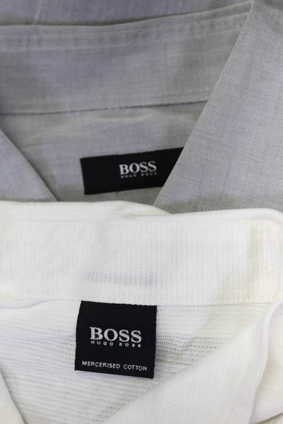 Boss Hugo Boss Calvin Klein Mens Gray Collar Cotton Dress Shirt Size 16 XXL Lot3