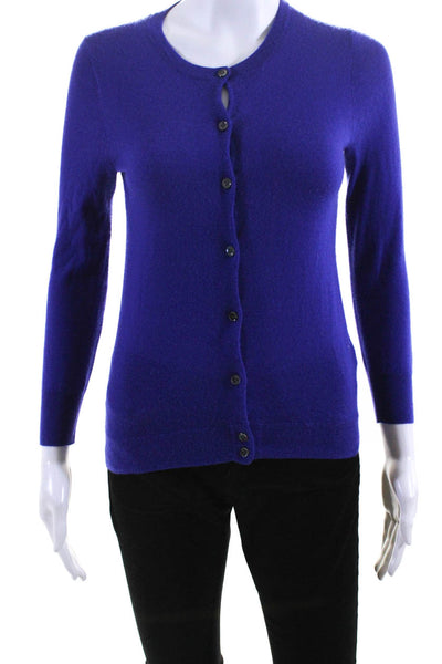 J Crew Womens Cashmere Round Neck Long Sleeve Cardigan Sweater Purple Size XS