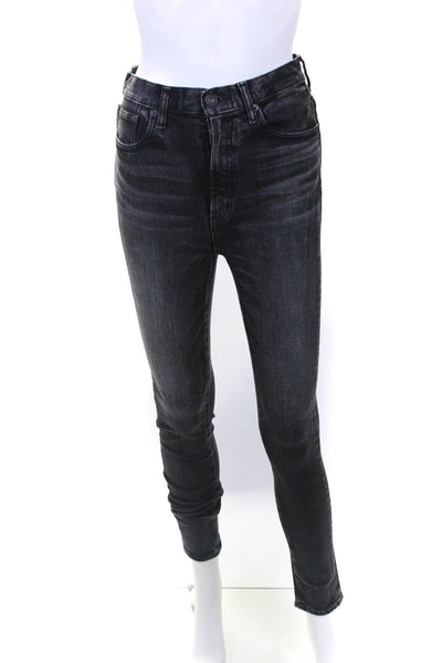 Moussy Womens Faded Black High Rise Skinny Leg Jeans Size 25