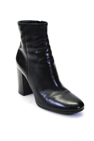 Gianvito Rossi Womens Black Leather Blocked Heels Ankle Boots Shoes Size 8.5