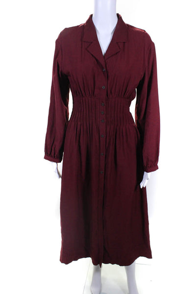 Moussy Womens Button Front 3/4 Sleeve Collared Midi Shirt Dress Red Size 2