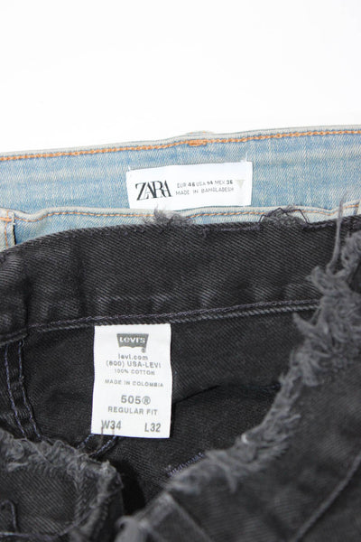 Levis Zara Womens Jean Shorts Straight Leg Jeans Black Blue Size 34 14 Lot 2