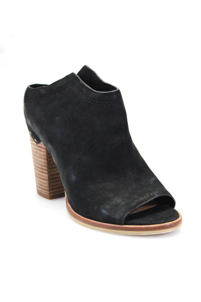 Dolce Vita Womens Leather Open Toe Slip On High Heels Mules Black Size 6