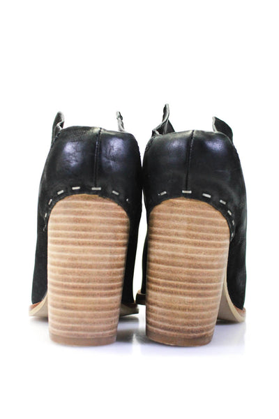 Dolce Vita Womens Leather Open Toe Slip On High Heels Mules Black Size 6