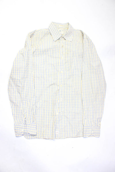 J Crew Black Brown Mens Cotton Grid Print Button Up Shirt Purple Size XL M Lot 3