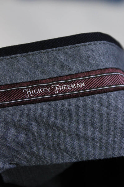 Hickey Freeman Mens Flat Front Button Closure Straight Leg Pants Navy Size 40