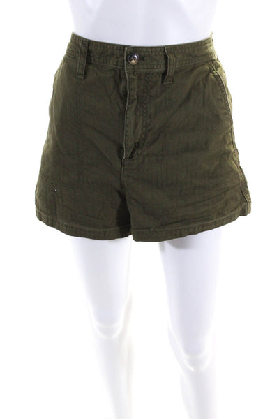 Madewell Women's Mid Length Cotton Shorts Green Size M