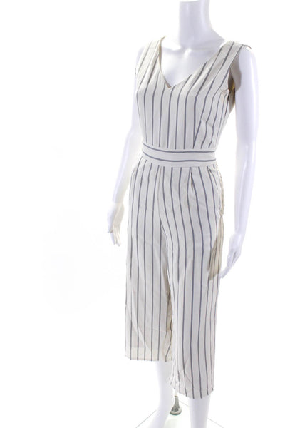Gianni Bini Women's Sleeveless V Neck Striped Jumpsuit Ivory Size 2
