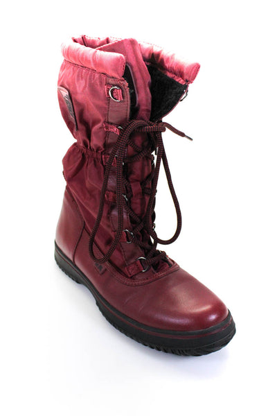 Coach Womens Lace Up Sage Mid Calf Rain Boots Red Size 10 B