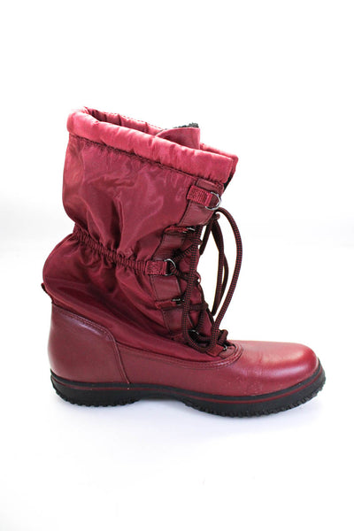 Coach Womens Lace Up Sage Mid Calf Rain Boots Red Size 10 B