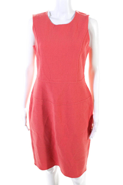 Armani Collezioni Womens Wool Sleeveless Zip Up Sheath Dress Pink Size 6