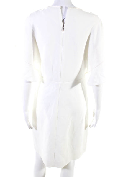 Elie Tahari Womens Crepe Flutter Sleeve Key Hole A-Line Dress White Size 6