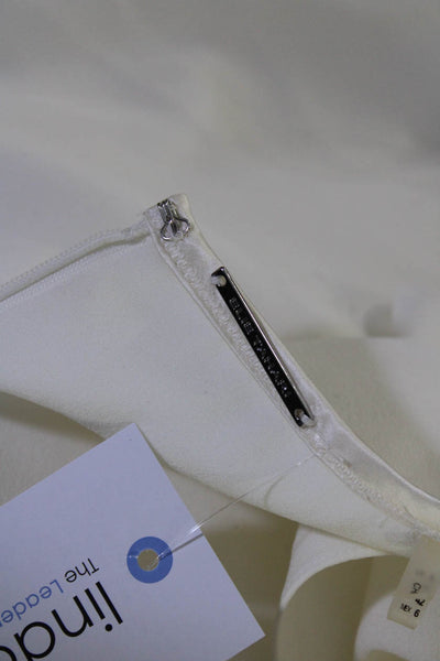 Elie Tahari Womens Crepe Flutter Sleeve Key Hole A-Line Dress White Size 6