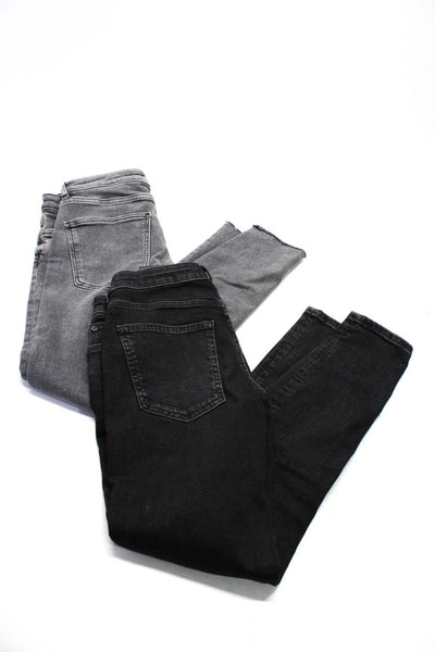Zara Womens Cotton Buttoned Colored Skinny Leg Jeans Black Gray Size 6 8 Lot 2