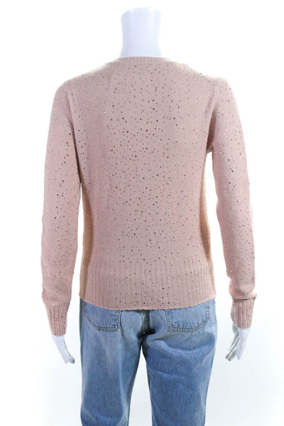 J Crew Womens Rhinestone Embellished Crew Neck Sweater Pink Size XS