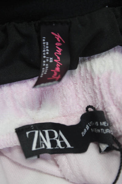 Zara FP Movement Womens Striped Terry Shorts Black Pink Size XS Lot 2