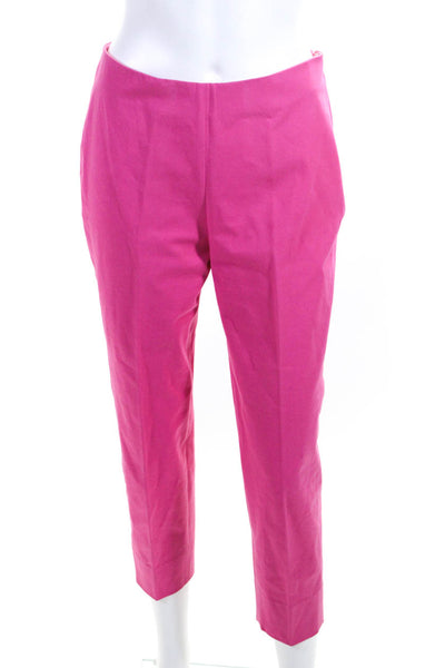 Leggiadro Women's Cotton Straight Leg Pleated Trousers Pink Size 4