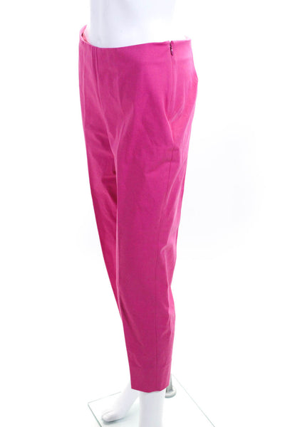 Leggiadro Women's Cotton Straight Leg Pleated Trousers Pink Size 4