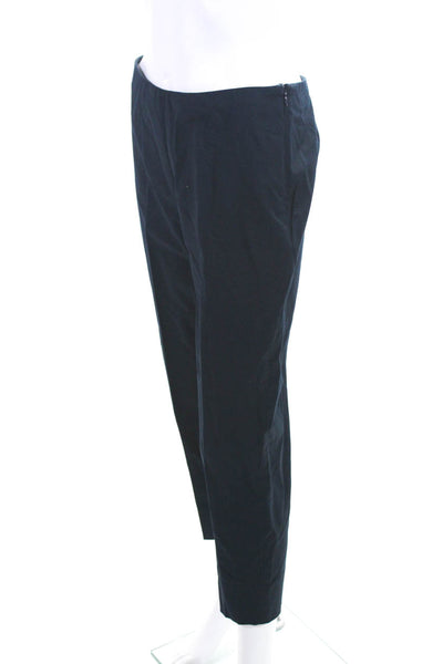 Leggiadro Women's Pleated Straight Leg Cropped Trousers Navy Size 4