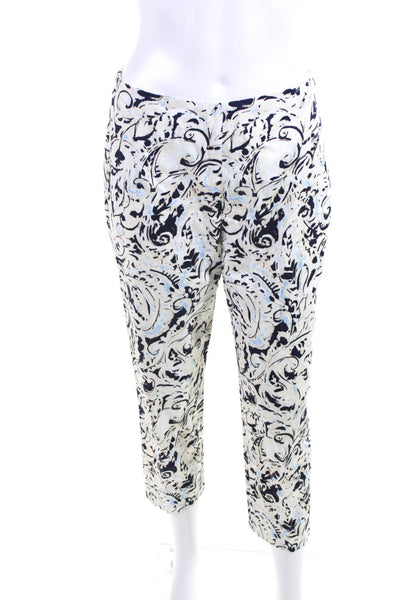 Leggiadro Women's Abstract Print Straight Leg Cropped Trousers Multicolor Size 4