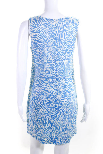 Island Company Women's Sleeveless Animal Print Linen Shift Dress Blue Size S