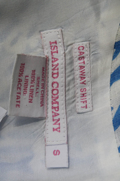 Island Company Women's Sleeveless Animal Print Linen Shift Dress Blue Size S