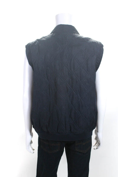 Bobby Jones Mens Navy Diamond Water Resistant Silk Sleeveless Vest Jacket Size L