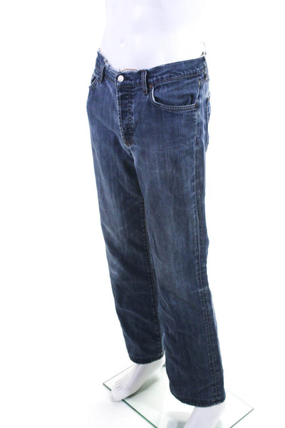 7 For All Mankind Mens Blue Distress Fly Button Standard Straight Jeans Size 34