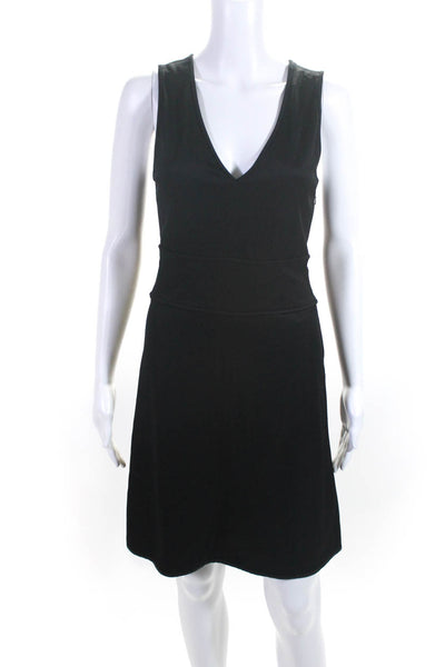 Rag & Bone Womens V-Neck Cut Out Sleeveless Flared Hem A-Line Dress Black Size 6