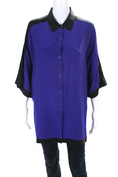 Lafayette 148 New York Women's Collar Sleeveless Button Up Blouse Purple Size M