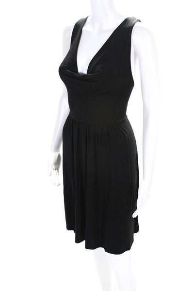 Theory Women's V-Neck Sleeveless Midi Dress Black Size L