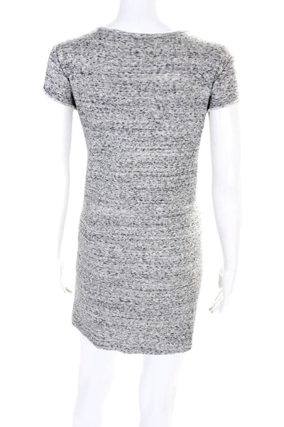Theory Women's Scoop Neck Short Sleeves Mini Dress Gray Size L