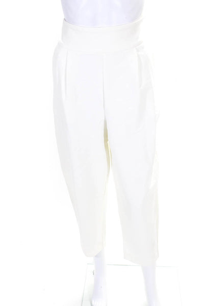 CNA Womens Mid Rise Tapered Leg Cropped Pants White Size Small