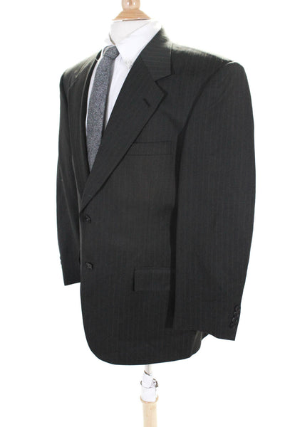 Stafford Mens Striped Two Button Blazer Jacket Gray Wool Size 42 Regular