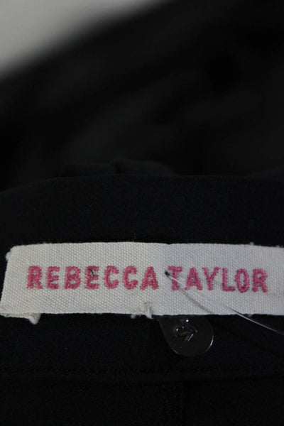 Rebecca Taylor Womens Woven High Rise Straight Leg Pants Trousers Black Size 12