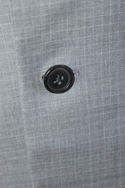 Damiani Mens Wool Grid Print Notch Collar Three Button Suit Jacket Gray Size 52