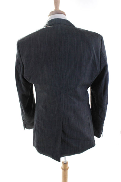 Boss Hugo Boss Mens Wool Striped Nocth Collar Two Button Suit Jacket Gray Size 4