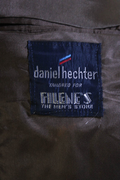 Daniel Hechter Mens Wool Woven Collared Two-Button Blazer Jacket Brown Size 42