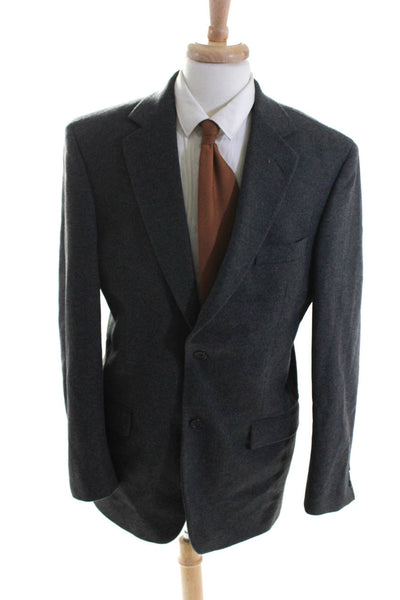 Andrew Fezza Mens Cashmere Blend Long Sleeve Two-Button Blazer Gray Size 42