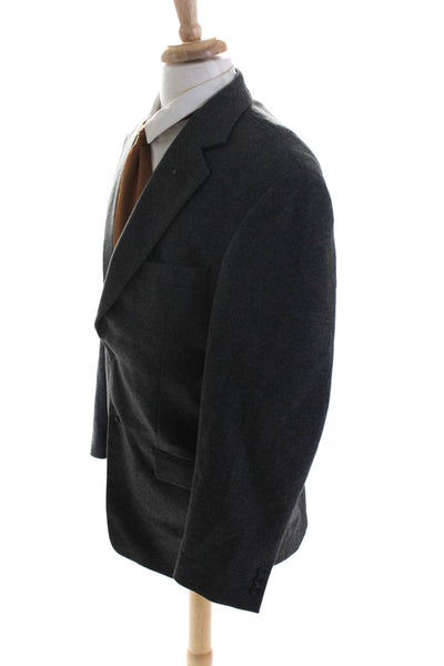 Andrew Fezza Mens Cashmere Blend Long Sleeve Two-Button Blazer Gray Size 42