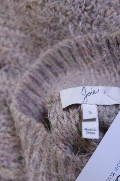 Joie Womens Fuzzy Knit Mock Neck Long Sleeve Sweater Top Blush Size S