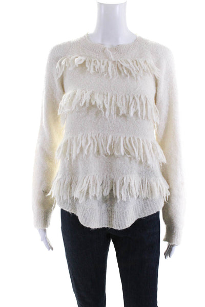 Society For Rational Dress x Scoop Womens Alpaca Fringe Sweater Ivory Size S