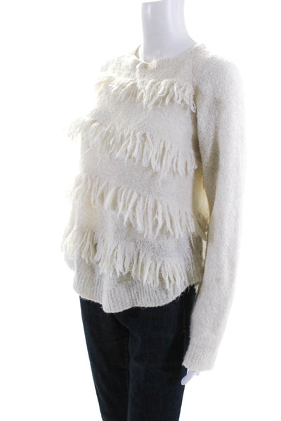 Society For Rational Dress x Scoop Womens Alpaca Fringe Sweater Ivory Size S